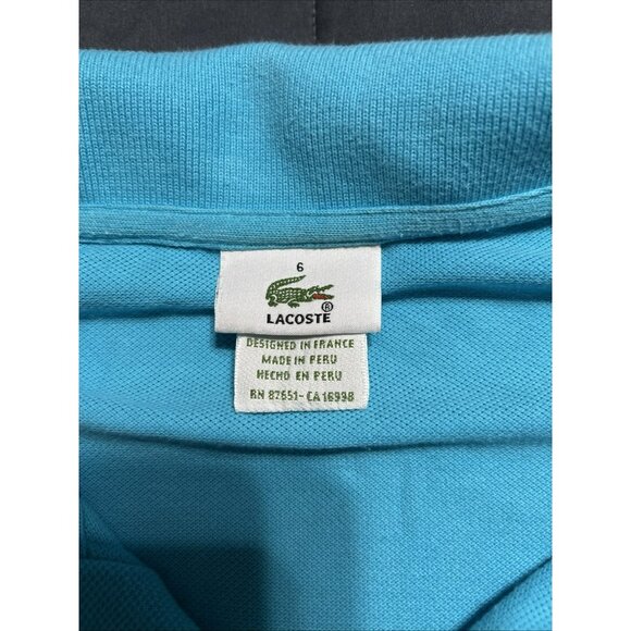 Lacoste Polo Shirt Mens XL 6 Blue Short Sleeve Croc Logo Classic Pique 5191L - Picture 3 of 4